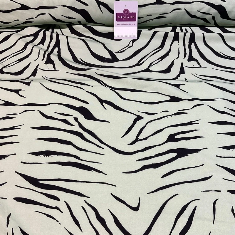 Zebra Animal Print Peach Crepe Dress Fabric M1942