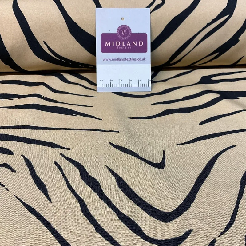 Zebra Animal Print Peach Crepe Dress Fabric M1942