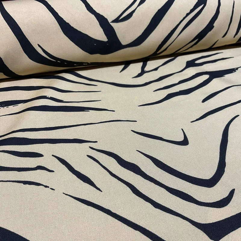 Zebra Animal Print Peach Crepe Dress Fabric M1942