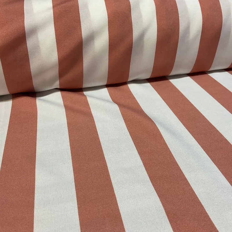3cm wide Candy Striped peach crepe dress fabric sold by the meter M1941