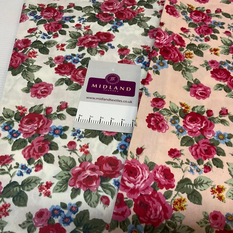 Floral Roses Bunch Cotton Poplin dress Fabric Sold by the meter M1891