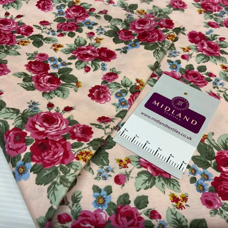Floral Roses Bunch Cotton Poplin dress Fabric Sold by the meter M1891