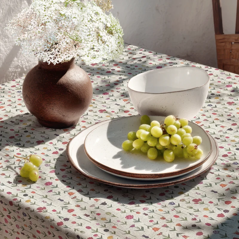 Jacquard Tischdecke beschichtete Baumwolle Übergröße 160 cm Breite DP551 bunte Blümchen eckig rund oval