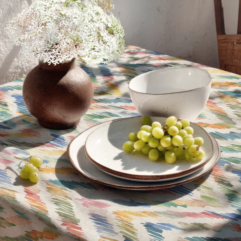 Jacquard Tischdecke beschichtete Baumwolle Übergröße 160 cm Breite DP554 aquarellfarbene Pinselstriche eckig rund oval