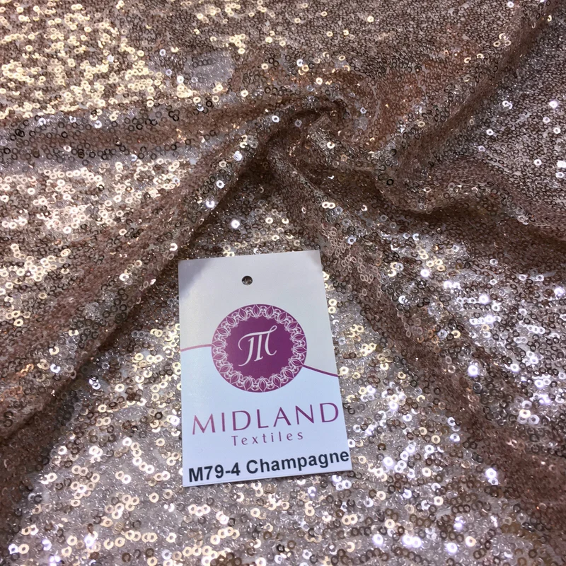 3mm Sewn On Allover Sequins On Net Fabric 48" Wide Dress Fabric M79 Mtex