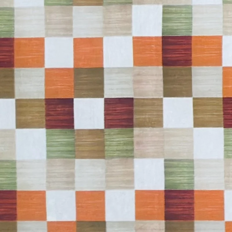 Jacquard Tischdecke aus beschichteter Baumwolle mit Fleckenschutz KINECTIC Karo orange grün eckig rund oval