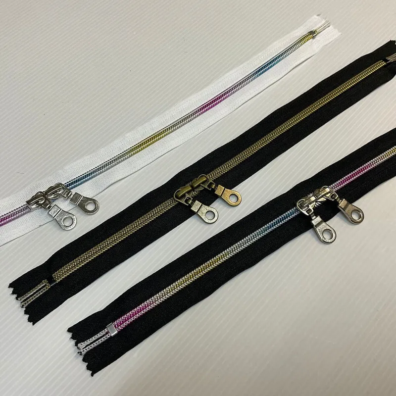 1pcs 16" 40cm Long Handbag 0 Zip Rainbow Black White Brass M1959