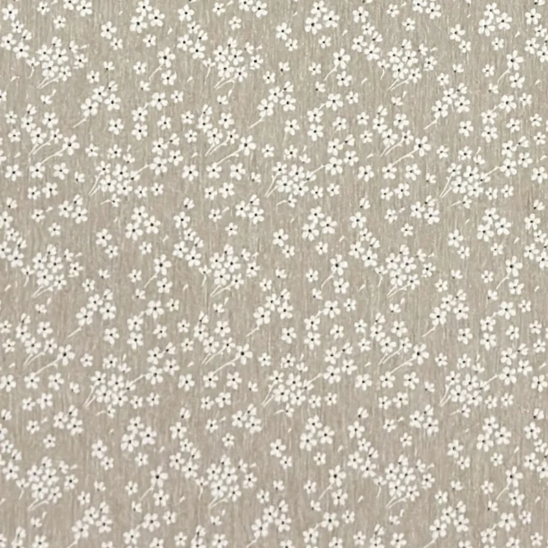 Jacquard Tischdecke aus beschichteter Baumwolle mit Fleckenschutz MILFLORES01 beige zarte Blümchen eckig rund oval