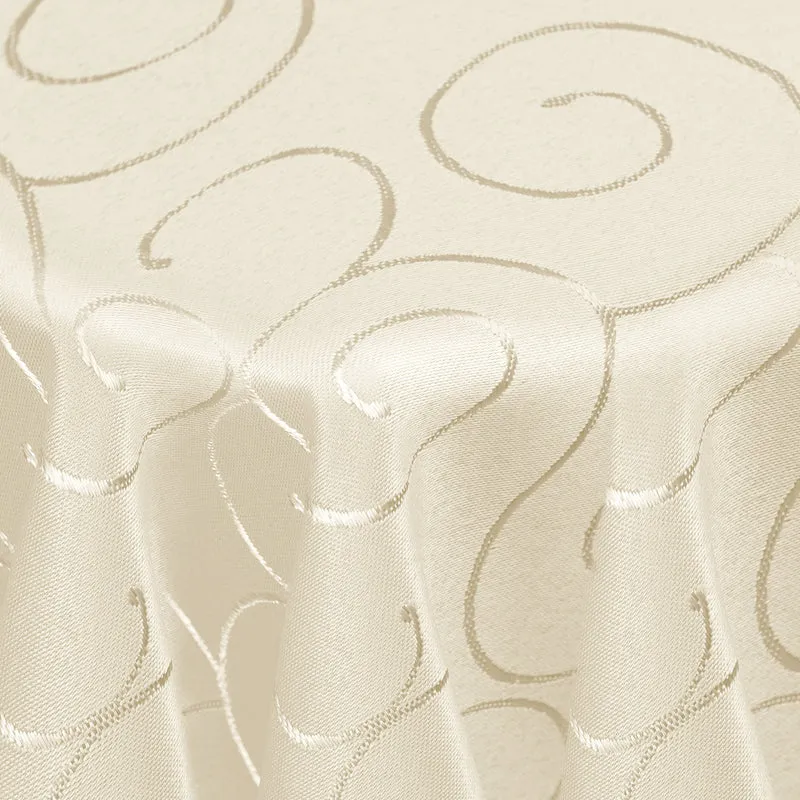 Kringel Ornamente Tischdecke Champagner rund