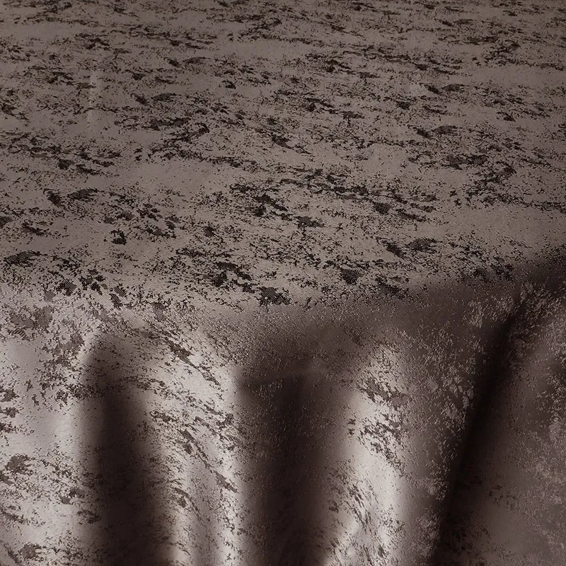 Jacquard Tischdecke Granit dunkelbraun rund