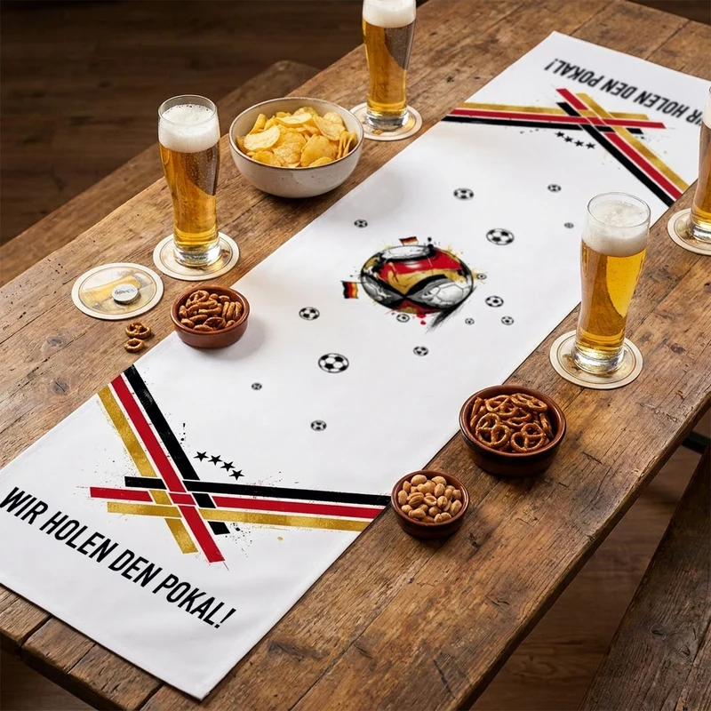 Fußball Tischläufer personalisiert mit Wunschtext | Deutschland Tisch Deko für WM, EM & Public Viewing