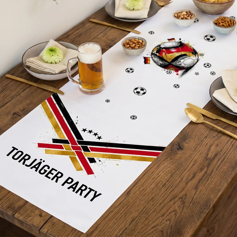 Fußball Tischläufer personalisiert mit Wunschtext | Deutschland Tisch Deko für WM, EM & Public Viewing