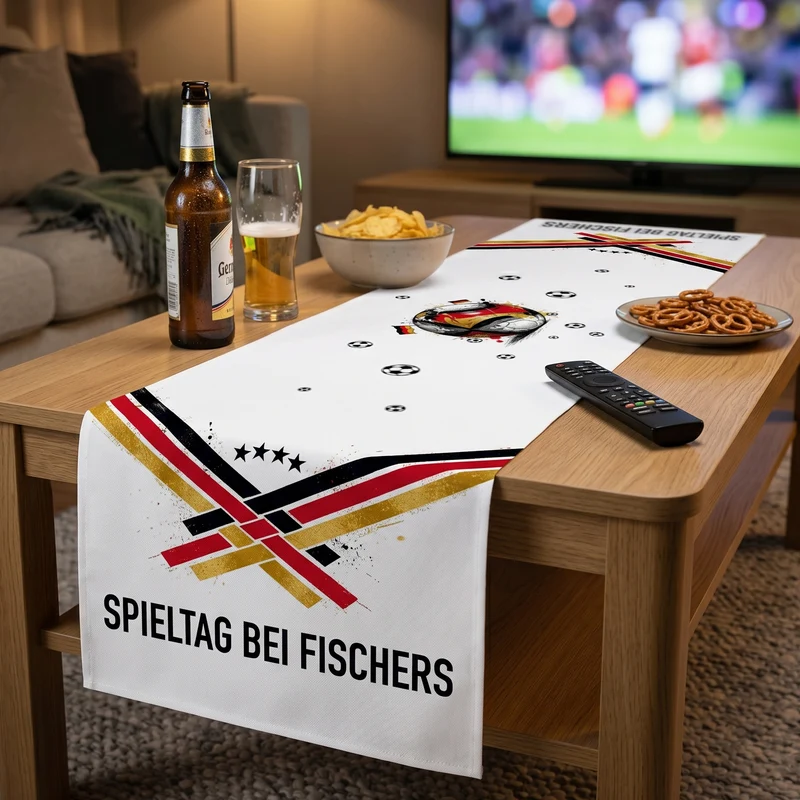 Fußball Tischläufer personalisiert mit Wunschtext | Deutschland Tisch Deko für WM, EM & Public Viewing