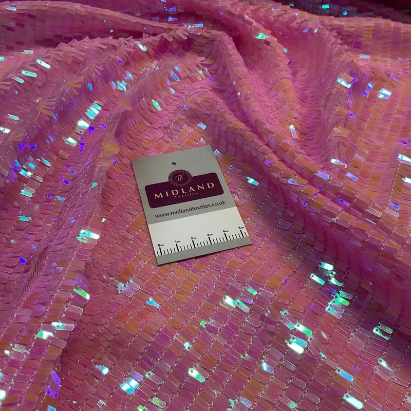 Pink Iridescent Scale Sequin Net Fabric M1943