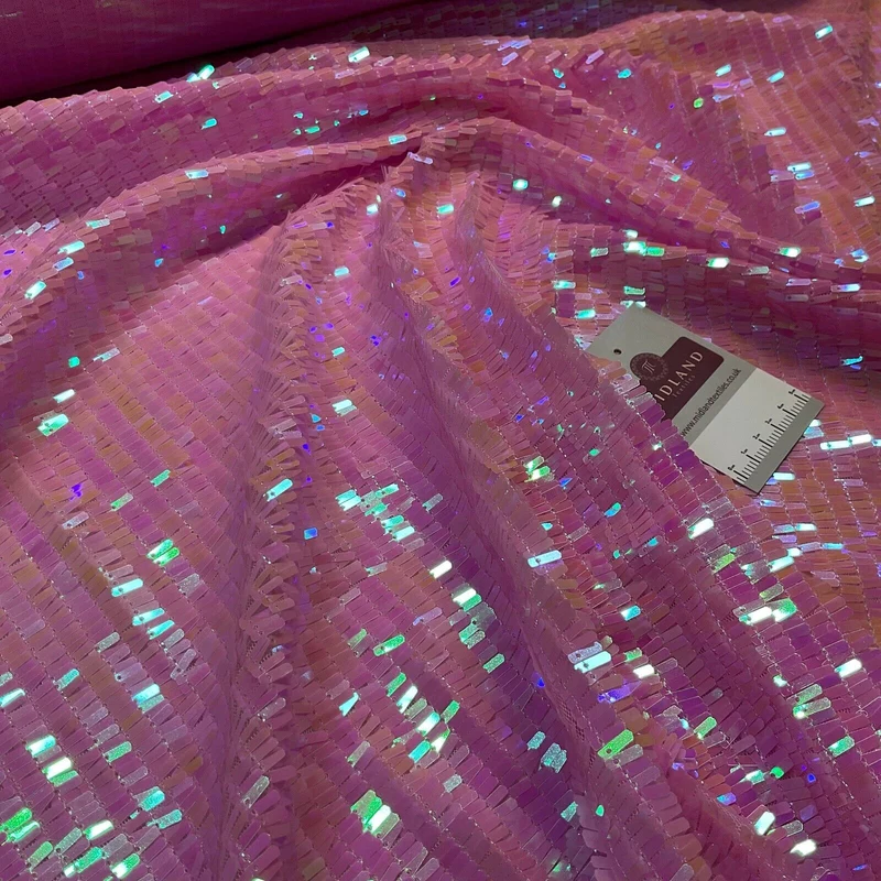 Pink Iridescent Scale Sequin Net Fabric M1943