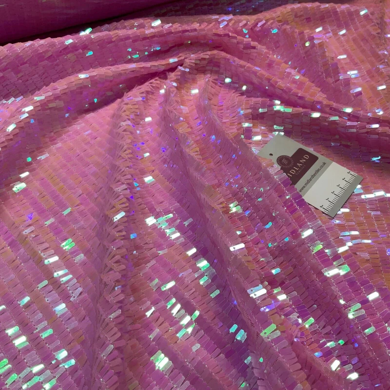 Pink Iridescent Scale Sequin Net Fabric M1943