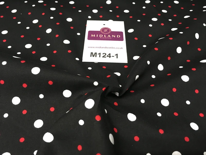Multi coloured Polka Dot & Spot 100% Cotton Poplin Fabric 58" Wide M124