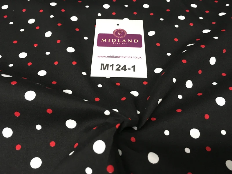 Multi coloured Polka Dot & Spot 100% Cotton Poplin Fabric 58" Wide M124