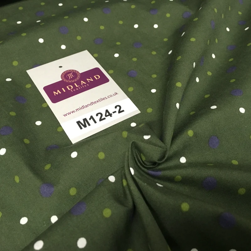 Multi coloured Polka Dot & Spot 100% Cotton Poplin Fabric 58" Wide M124