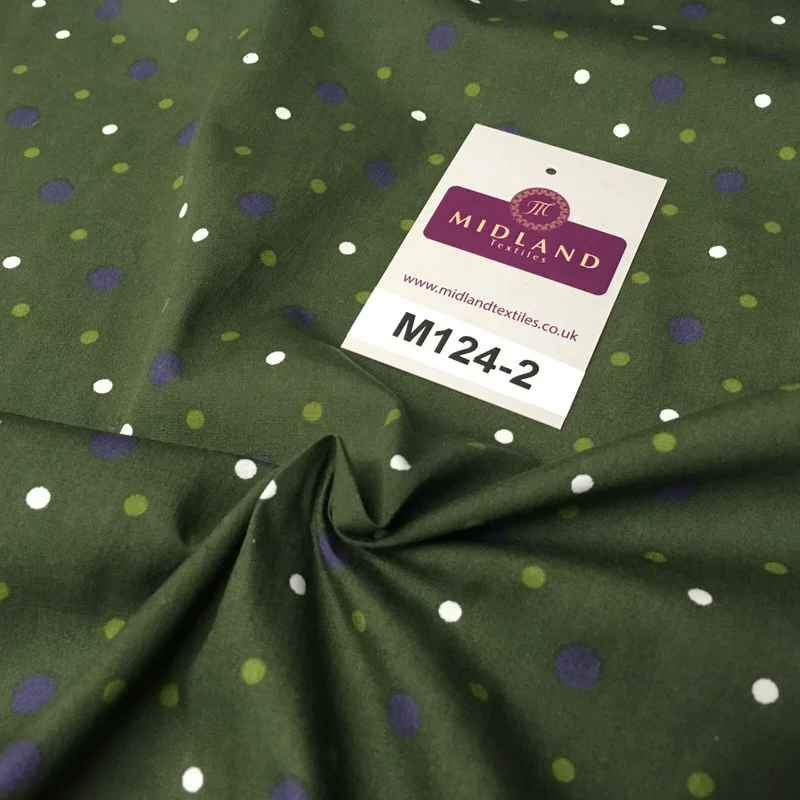 Multi coloured Polka Dot & Spot 100% Cotton Poplin Fabric 58" Wide M124