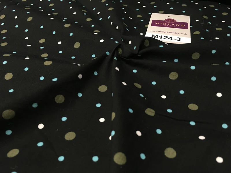 Multi coloured Polka Dot & Spot 100% Cotton Poplin Fabric 58" Wide M124