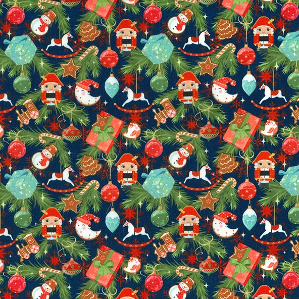 Christmas Polycotton Print Fabric – Festive Designs M2027