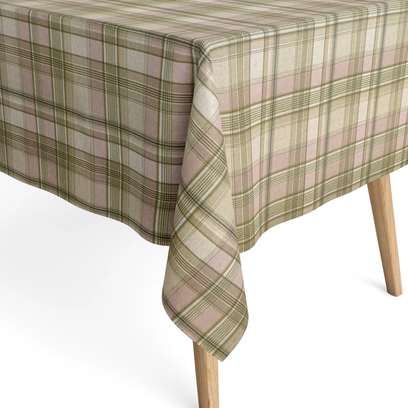 Jacquard Tischdecke beschichtete Baumwolle Übergröße 160 cm Breite DP564 grün beige kariert Karo eckig rund oval
