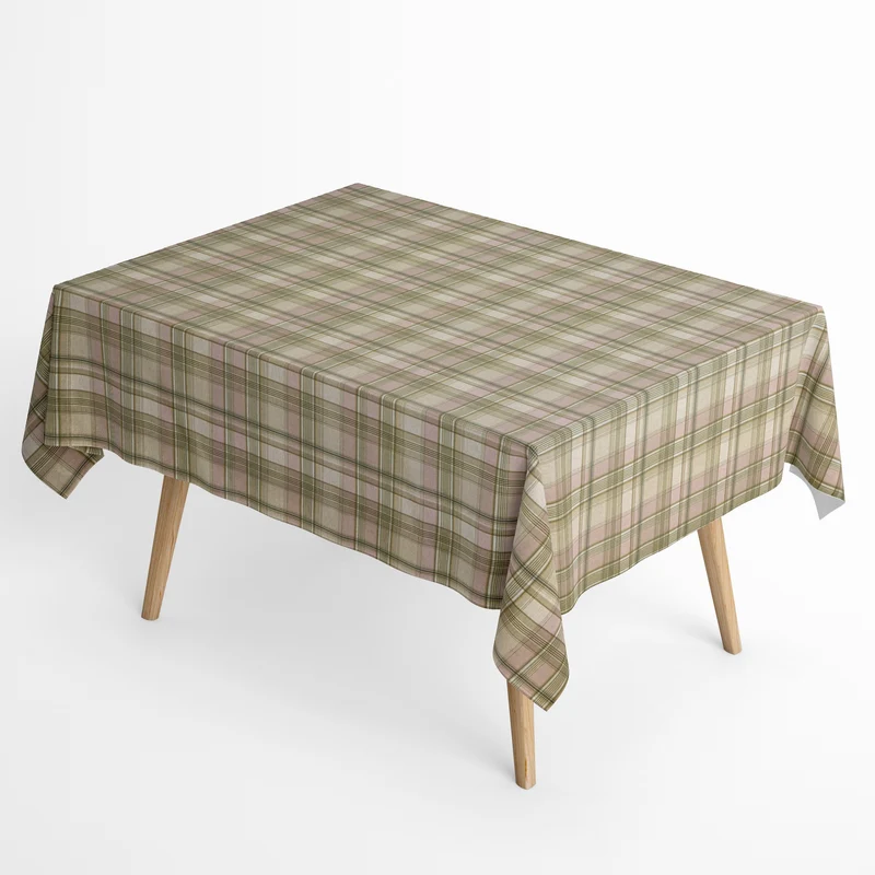 Jacquard Tischdecke beschichtete Baumwolle Übergröße 160 cm Breite DP564 grün beige kariert Karo eckig rund oval