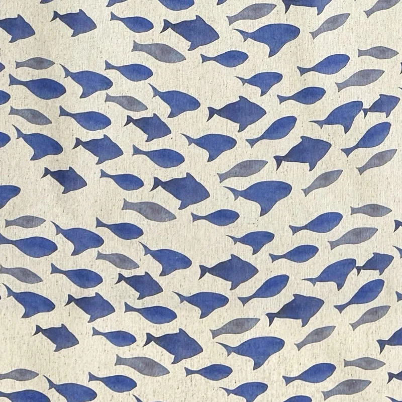 Jacquard Tischdecke beschichtete Baumwolle Übergröße 160 cm Breite DP544 maritim Fische eckig rund oval