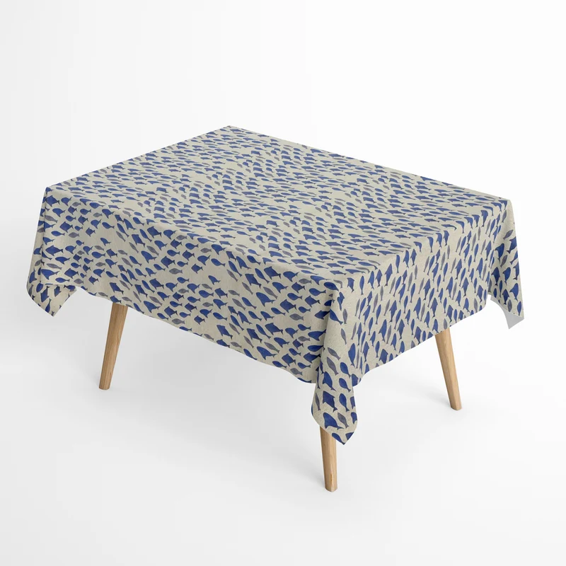 Jacquard Tischdecke beschichtete Baumwolle Übergröße 160 cm Breite DP544 maritim Fische eckig rund oval