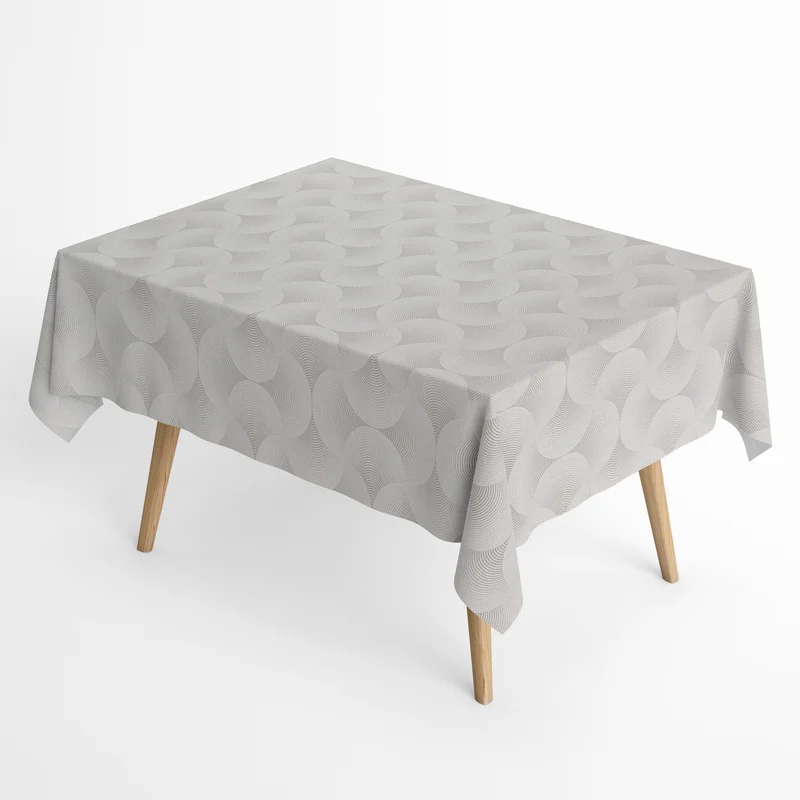 Jacquard Tischdecke aus beschichteter Baumwolle mit Fleckenschutz CINTRA GRIS Kreise abstrakt eckig rund oval