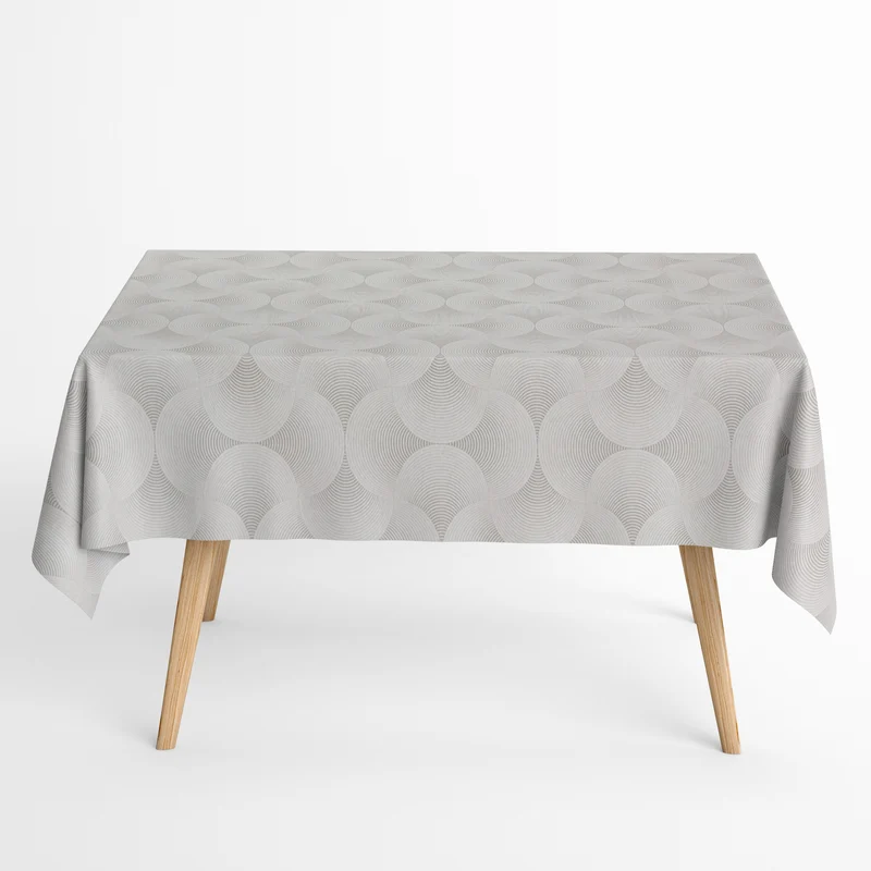 Jacquard Tischdecke aus beschichteter Baumwolle mit Fleckenschutz CINTRA GRIS Kreise abstrakt eckig rund oval