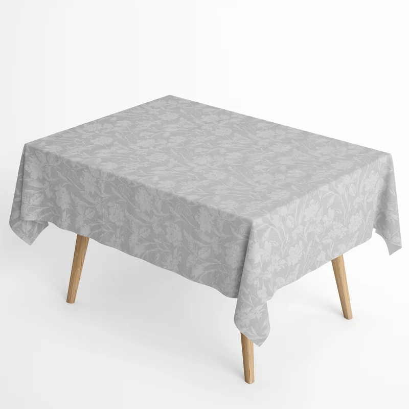 Jacquard Tischdecke aus beschichteter Baumwolle mit Fleckenschutz CARDUCHO grau Blumenranken eckig rund oval