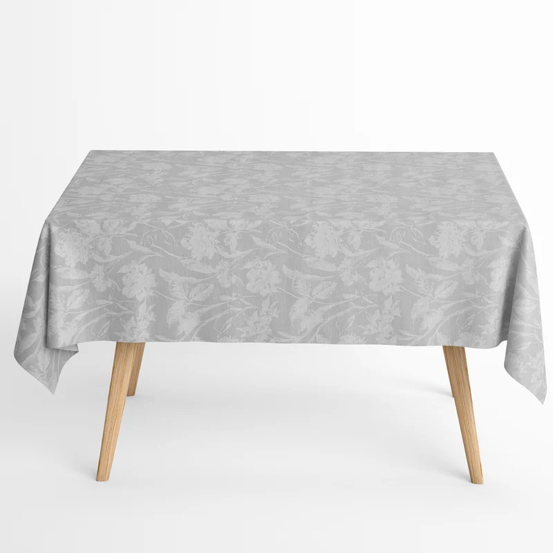Jacquard Tischdecke aus beschichteter Baumwolle mit Fleckenschutz CARDUCHO grau Blumenranken eckig rund oval