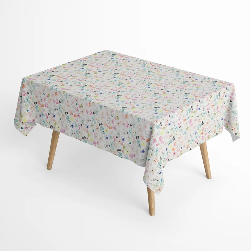 Jacquard Tischdecke aus beschichteter Baumwolle mit Fleckenschutz DP142 pastellfarbene Blüten eckig rund oval