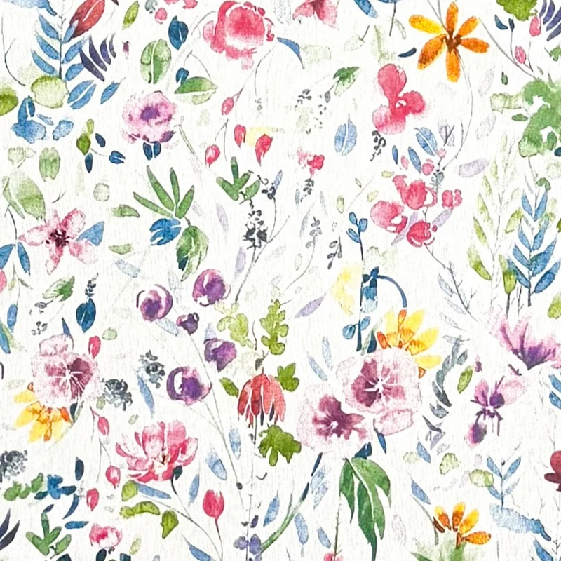 Jacquard Tischdecke aus beschichteter Baumwolle mit Fleckenschutz JQ1417 pastellfarbene Wildblumen eckig rund oval