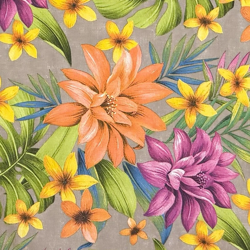 Jacquard Tischdecke aus beschichteter Baumwolle mit Fleckenschutz JQ1426 Dschungel Lilien eckig rund oval