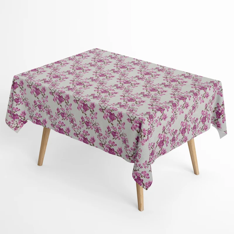 Jacquard Tischdecke aus beschichteter Baumwolle mit Fleckenschutz JQ1425 Kirschblüten eckig rund oval