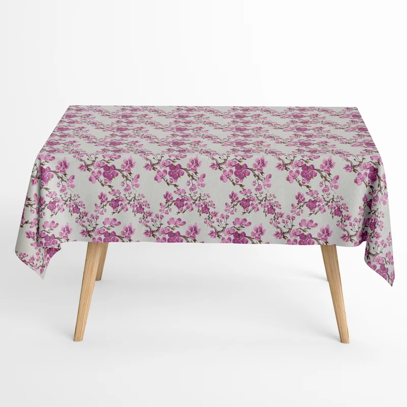 Jacquard Tischdecke aus beschichteter Baumwolle mit Fleckenschutz JQ1425 Kirschblüten eckig rund oval