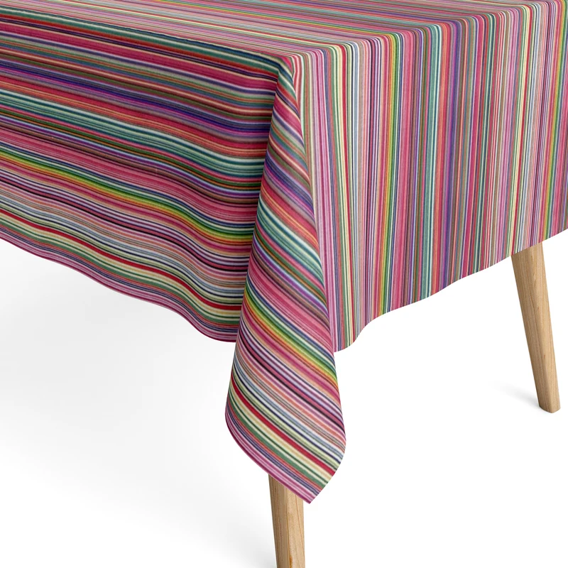 Jacquard Tischdecke aus beschichteter Baumwolle mit Fleckenschutz DP177 bunte Streifen eckig rund oval
