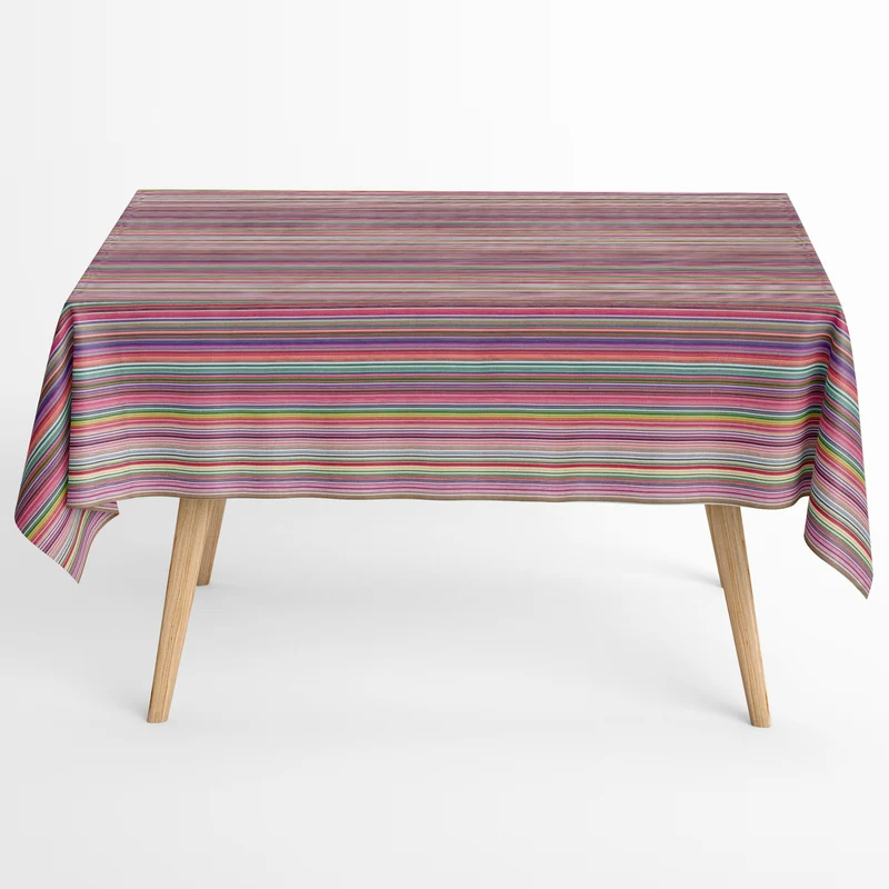 Jacquard Tischdecke aus beschichteter Baumwolle mit Fleckenschutz DP177 bunte Streifen eckig rund oval