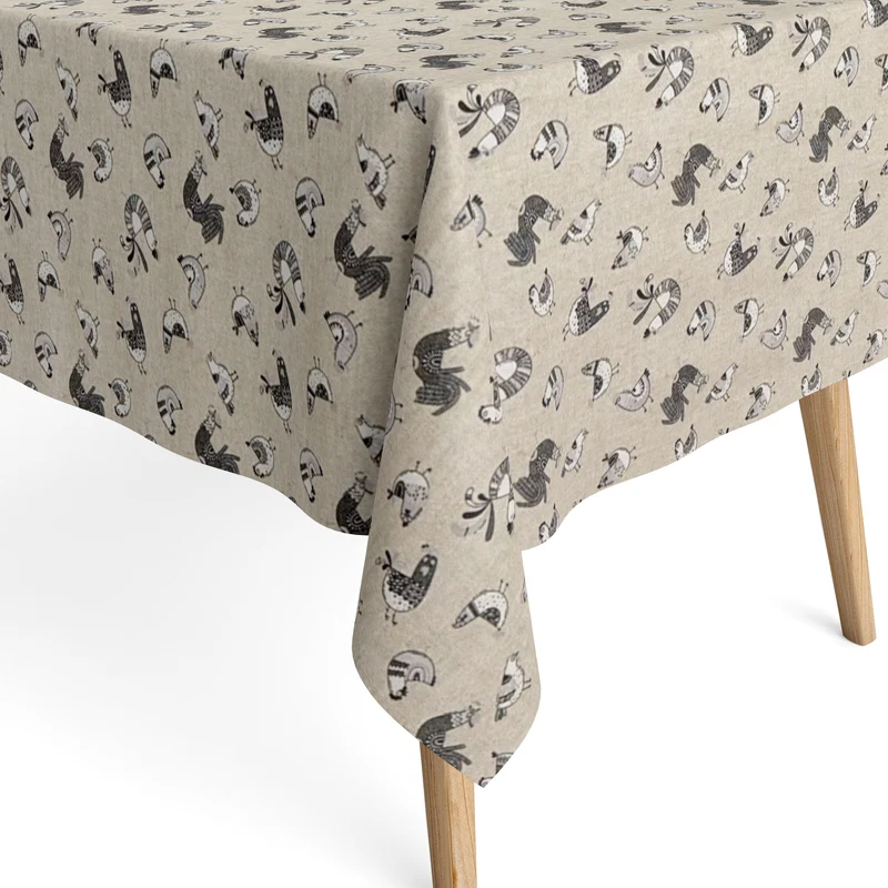 Jacquard Tischdecke aus beschichteter Baumwolle mit Fleckenschutz FILLOL Hühner Bauernhof eckig rund oval