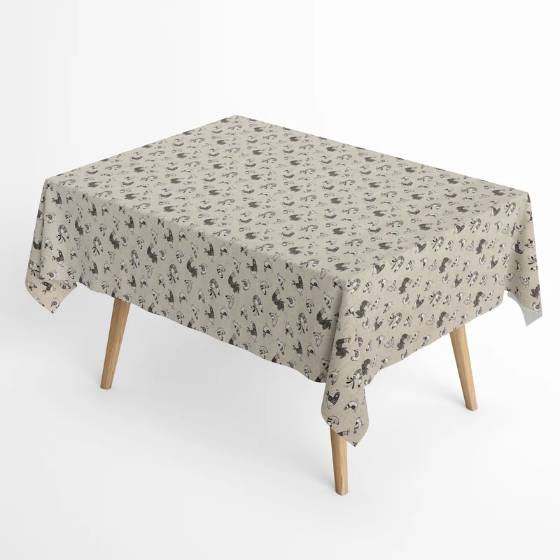 Jacquard Tischdecke aus beschichteter Baumwolle mit Fleckenschutz FILLOL Hühner Bauernhof eckig rund oval
