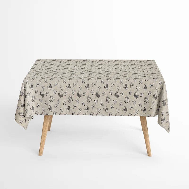 Jacquard Tischdecke aus beschichteter Baumwolle mit Fleckenschutz FILLOL Hühner Bauernhof eckig rund oval