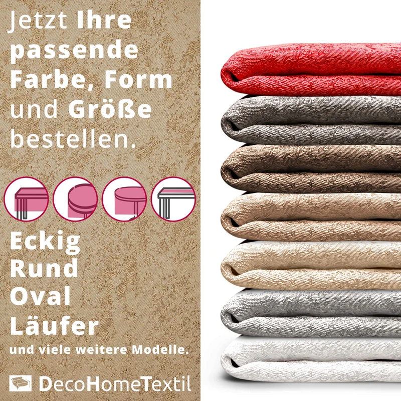 Jacquard Tischdecke Granit beige sand oval
