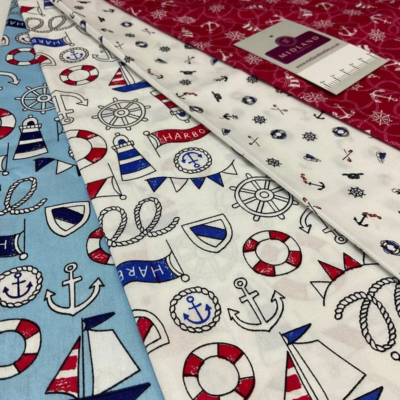 Harbour Salior Anchor Cotton Poplin dress Fabric sold by the meter M1921