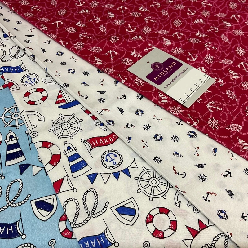 Harbour Salior Anchor Cotton Poplin dress Fabric sold by the meter M1921