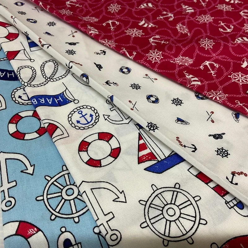 Harbour Salior Anchor Cotton Poplin dress Fabric sold by the meter M1921
