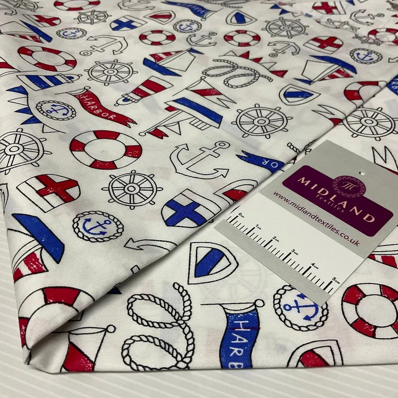 Harbour Salior Anchor Cotton Poplin dress Fabric sold by the meter M1921