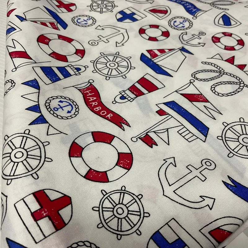 Harbour Salior Anchor Cotton Poplin dress Fabric sold by the meter M1921